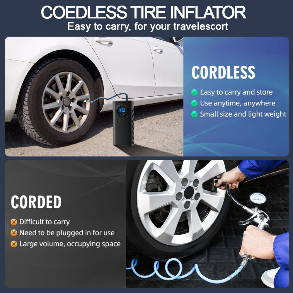 Car Tire Inflator Cordless and Rechargeable